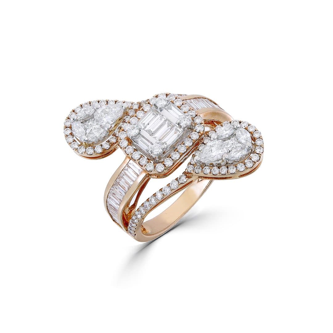 Center Squared Twin Pear Ring